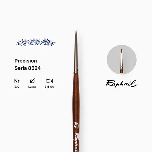Кисть синтетика круглая (имитация соболя) Raphael Precision, №2/0, для ретуши, короткая ручка - фото 2