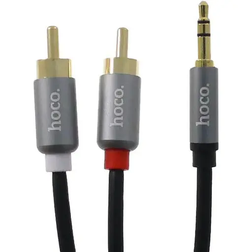 Кабель 3.5 мм mini jack 2 x RCA тюльпана Hoco UPA-10 фірмовий 1 м