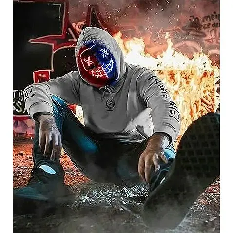 Маска на Хэллоуин со светодиодной подсветкой AnanBros The Purge Mask 3 режима освещения для косплей-вечеринки - фото 4