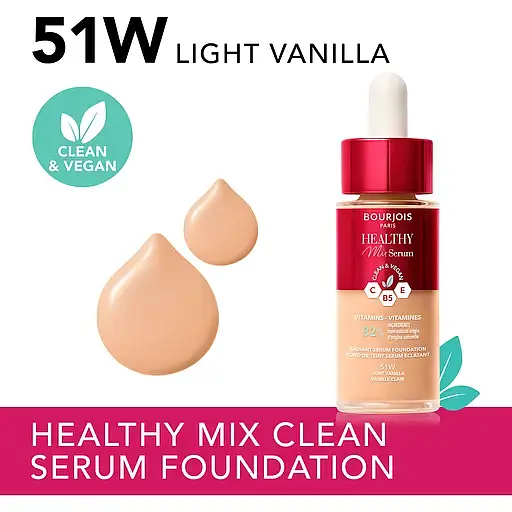 Тональная основа Bourjois Healthy Mix Serum тон 51W (Light Vanilla) 30 мл - фото 4