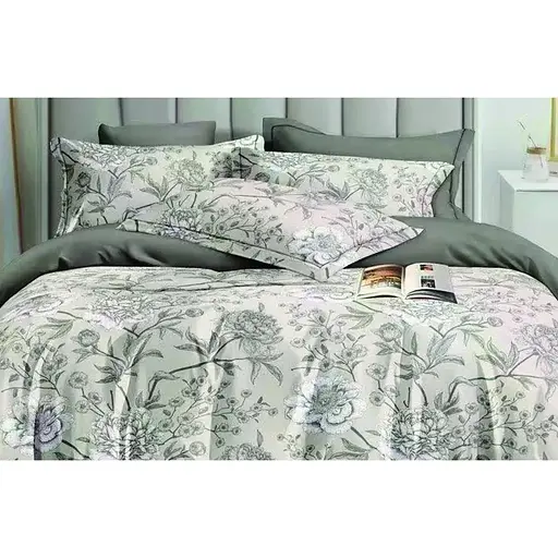 Комплект постільної білизни Versailles VS-BM2.0-111 Букет на сірому двоспальний мікрофібра (147095)