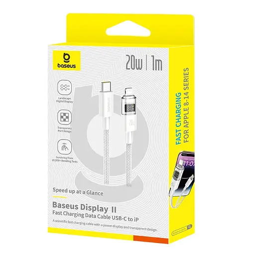 Кабель Baseus Display 2 Fast Charging Data Cable USB-C to iP 20W 2 м Білий - фото 2