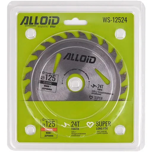 Диск пильный по дереву Alloid Building Tools с твердосплавными напайками 125х22.2 мм (WS-12524) - фото 2