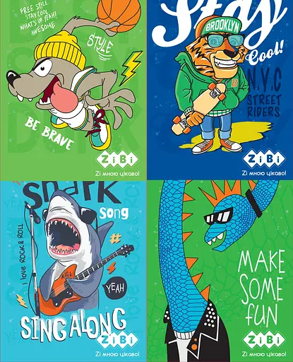 Блокнот на пружині зверху Animals KIDS Line, А7, 40 аркушів, картонна обкладинка, 4 шт. в упаковці