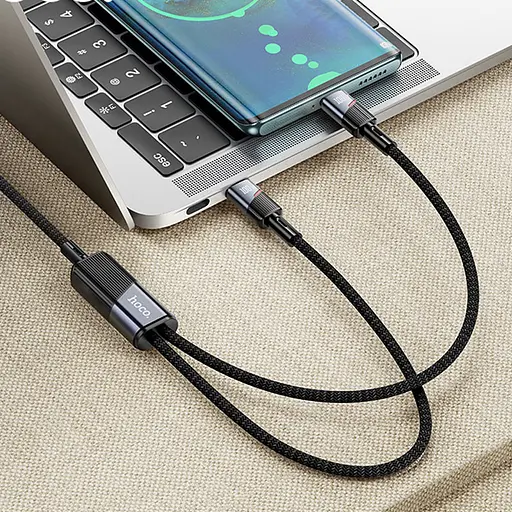 Дата кабель Hoco U139 Type-C to Type-C/Type-C 100W (1.2m) Black - фото 4