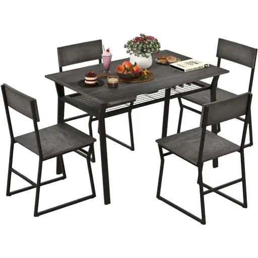 Комплект мебели Costway Merax обеденный стол со стульями в стиле Loft серый