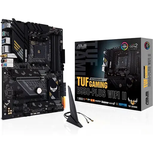 Материнская плата Asus TUF Gaming AM4 (B550) B550-PLUS WIFI II, B550, 4xDDR4, CrossFire, Int.Video(CPU), 6xSATA3, 2xM.2, 1xPCI-E 16x 4.0, 1xPCI-E 3.0, ALC S1200A, RTL8125B, WiFi 6, Bluetooth 5.2, 7xUSB3.2/4xUSB2.0, HDMI/DP, ATX - фото 2