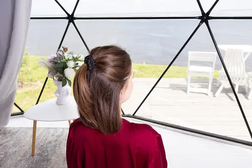 Подарунковий набір Чумацький Шлях: шовкова маска модель 3.1 + шовкова резинка для волосся розмір S чорна (1223-02) - фото 4