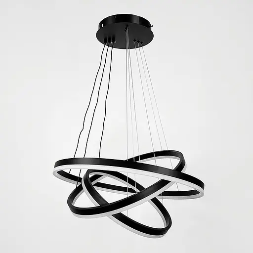 LED люстра на три кільця у чорному каркасі 60+50+40 см | Line F | Арт. G68-600+500+400 BK - фото 7