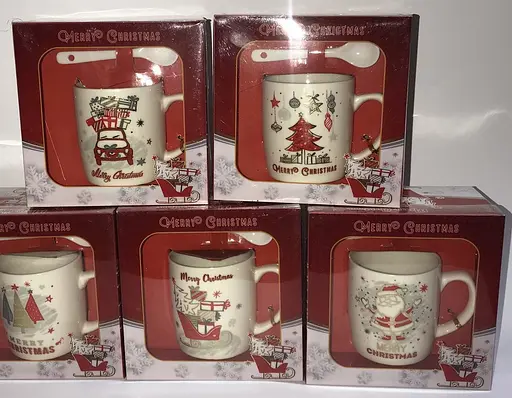 Кружка новогодняя с ложечкой чашка в коробке Gee! - фото 2