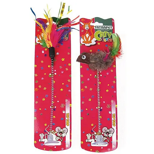 Игрушка для кошек Tatrapet Caty funny дразнилка на присоске с перьями 20-27 см 