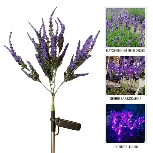 Садовий світильник на сонячній батареї — Лаванда - фото 1