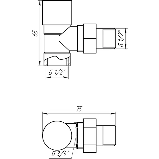 Кран вентильний кутовий з американкою Solomon 1/2″ хром 1844 під ключ - фото 3