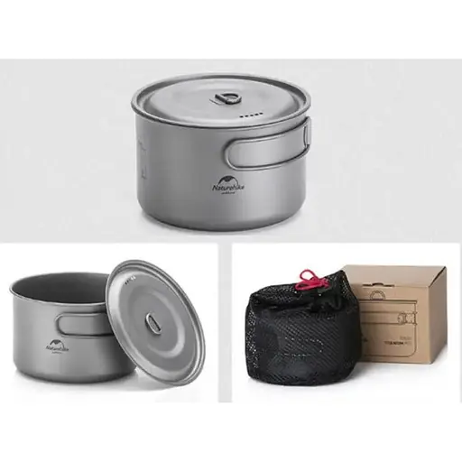 Титанова каструля (котелок) зі складною ручкою 1300мл Naturehike NH18T202-B - фото 3