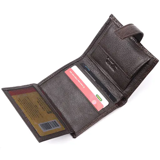 Мужской кожаный кошелек KARYA 9х10.5х2 см acs0023916 - фото 6