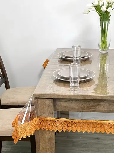 Силіконова скатертина з рудим мереживом 7 см 170х170 см - фото 8
