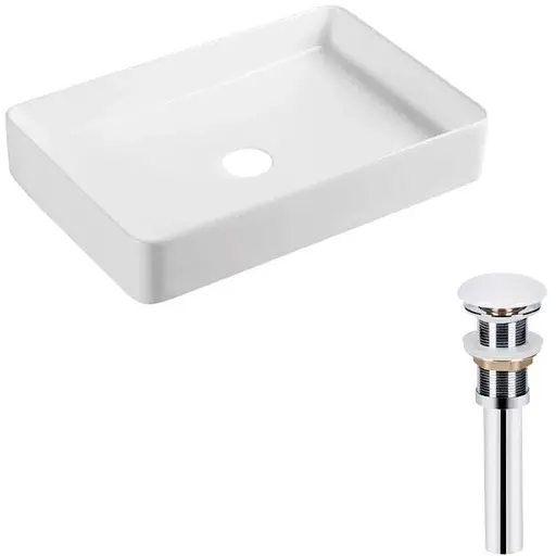 Умивальник Qtap Tern накладний прямокутний 600x405x110 мм White + донний клапан PU02, Білий - фото 1