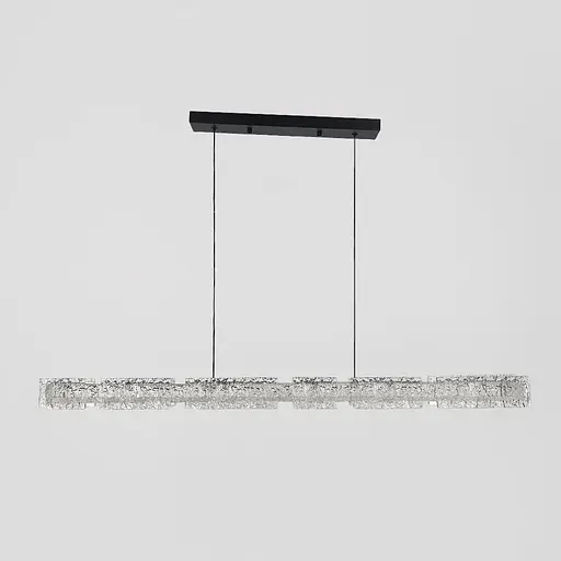 Підвісна видовжена люстра із пластинами у вигляді прозорих крижин 100 см | Line F | Арт. MJ371-L1000 BK - фото 7