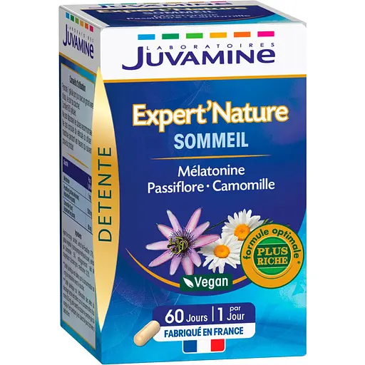 Натуральная добавка Juvamine Expert Nature Сон мелатонин + пассифлора + ромашка 60 капсул