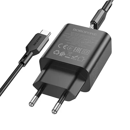 МЗП Borofone BA88A Navy PD20W+QC3.0 (1USB-A/1C) + кабель Type-C to Type-C Black - фото 2