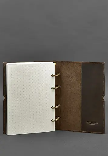 Шкіряний блокнот А5 на кільцях (софт-бук) 9.0 в м'якій коричневій обкладинці - фото 5