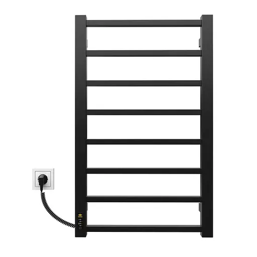 Электрический полотенцесушитель Kosser Лофт 800x500 EL тайм. черный ДЛФ02EL, Черный матовый, Левое - фото 2