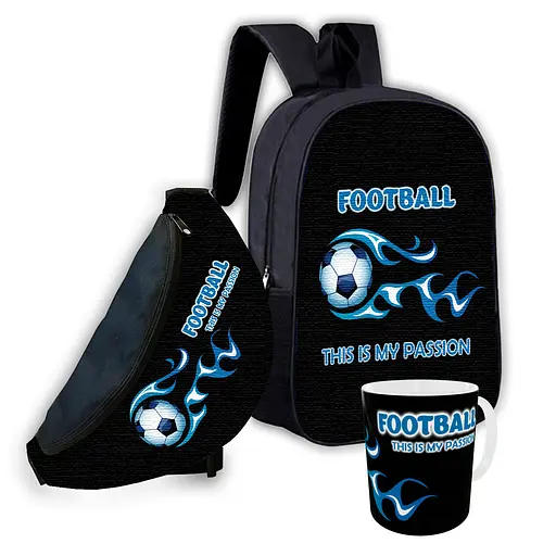 Набір дитячий Футбол рюкзак рюкзак 36х27см сумка-бананка, кружка з принтом для хлопчика (01605)