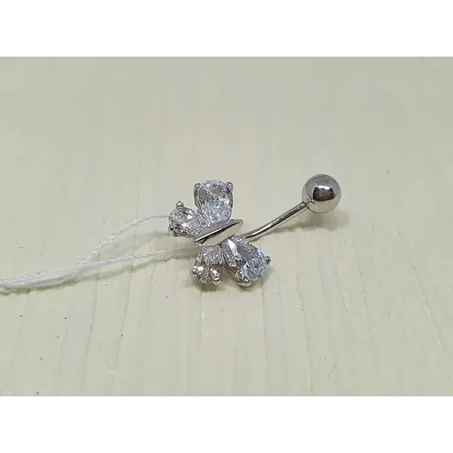 Срібна сережка для пірсингу пупка Ірій з фіанітами. 6006 - фото 2