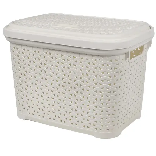 Корзина DIOMEDEO с крышкой 18 л молочная (К21-010)  - фото 1