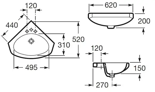 Умивальник Roca Estudio A325200001, Білий - фото 2