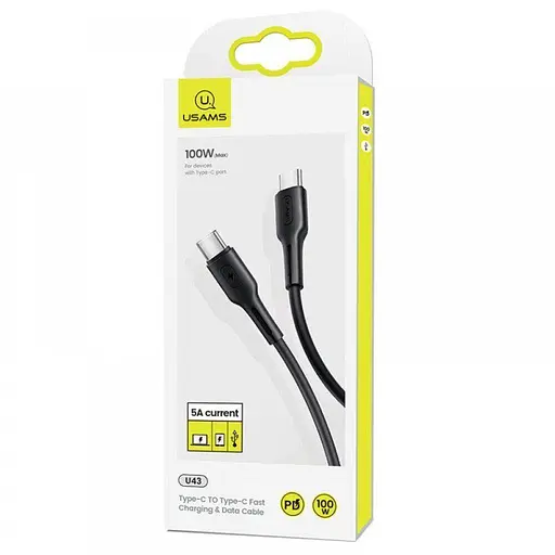 Кабель Usams US-SJ459 U43 Type-C TO Type-C 100W PDFast Charging & Data Cable 1,2 м черный - фото 3