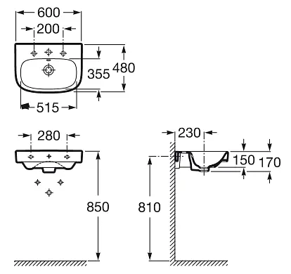 Умивальник Roca Debba A325994000, Білий - фото 2