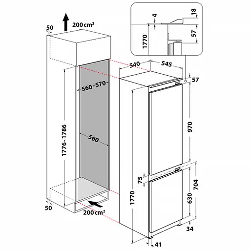 Вбудований холодильник Whirlpool WHC18D011C1 SF із системою Stop Frost - фото 4