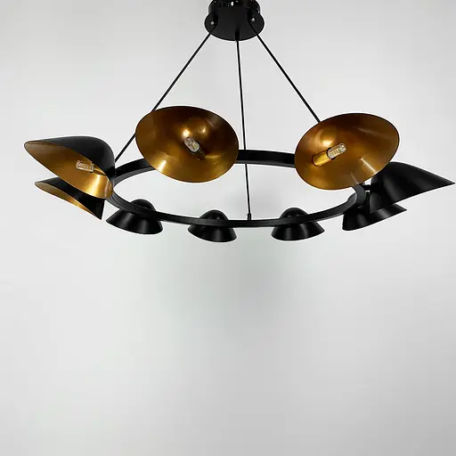 Кольцевая подвесная люстра с поворотными металлическими плафонами Line.F Количество ламп 12 - фото 6