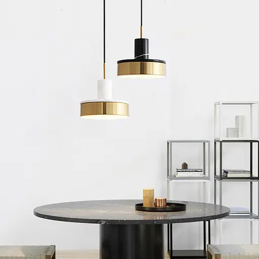 Чорний мармуровий підвіс із латунним корпусом Ø 20 см | Арт. SC 8/1 BK | Line F - фото 3