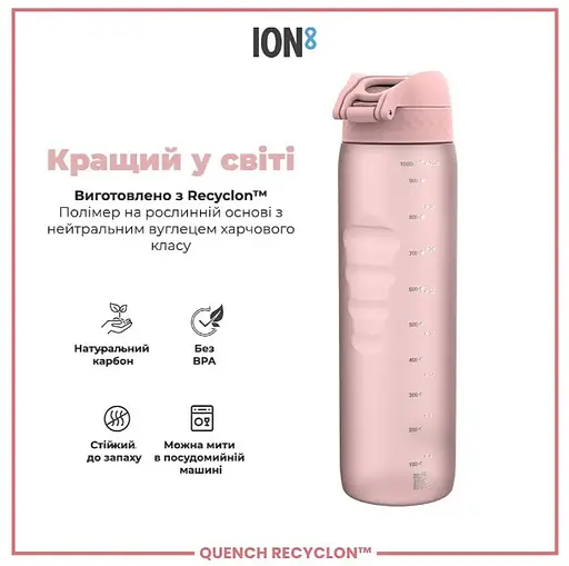 Пляшка для води ION8 1000 мл (ЕКО пляшка) BPA Free Rose Quartz (I8RF1000ROS) - фото 6
