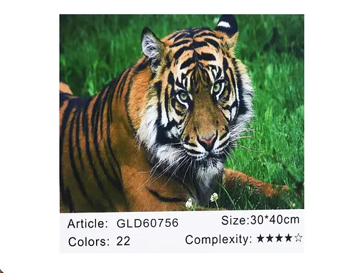 Алмазная мозаика по номерам Тигр 60756, 30x40 см