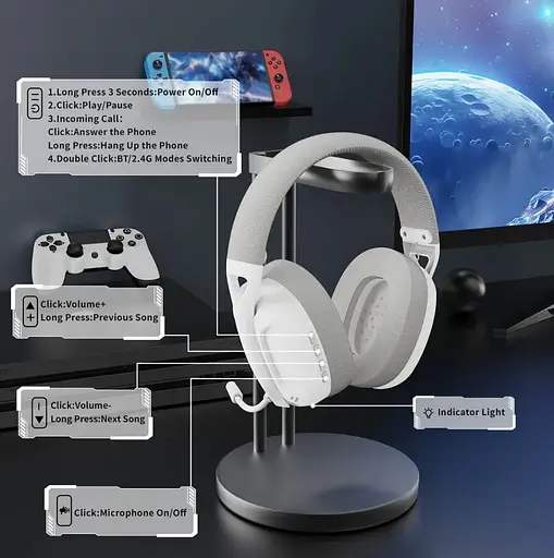 Навушники бездротові ігрові ATTACK SHARK L80 l 80 white - фото 3