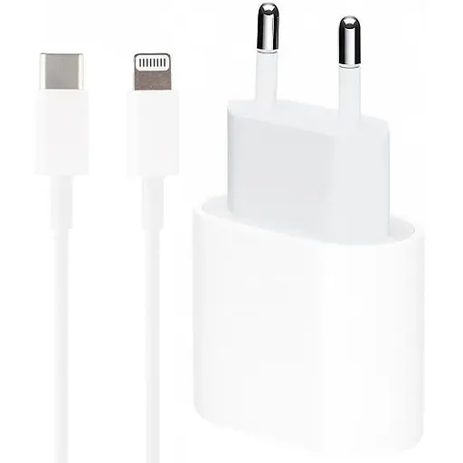 Комплект швидкої зарядки Foxconn для iPhone зарядний пристрій 20W Adapter Type-C + кабель зарядки USB-C to Lightning - фото 1