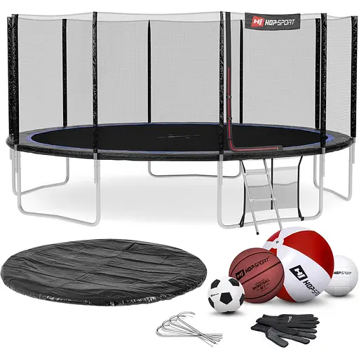 Батут Hop-Sport 16ft (488см) чорно-синій з зовнішньою сіткою - фото 4