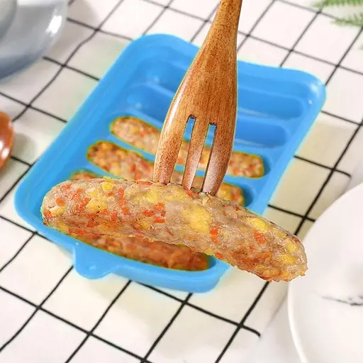 Форма для запікання випічки силіконова домашніх хот-догів, сосисок, ковбасок, кебаба кебниця, Kitchen Master Блакитний 85363 - фото 7