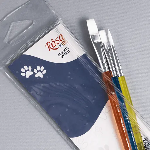 Набір пензлів №4 синтетика 3 шт кругла (№6) плоска (№6 10) Rosa Kids - фото 4