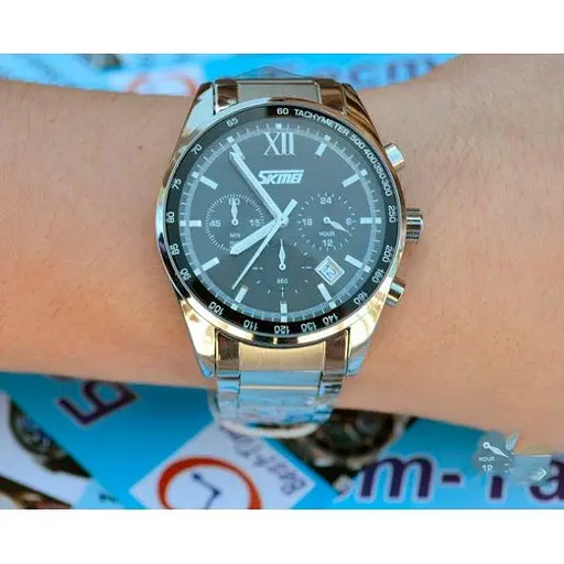 Чоловічий наручний годинник Skmei Tandem 9096 Сріблястий - фото 7