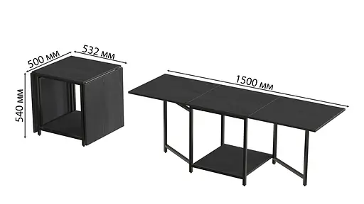 Стіл журнальний трансформер Куб Комбо Ferrum-decor 540x532x500 Чорний метал ДСП Сосна Кембра 16 мм (FRD-105152) - фото 5