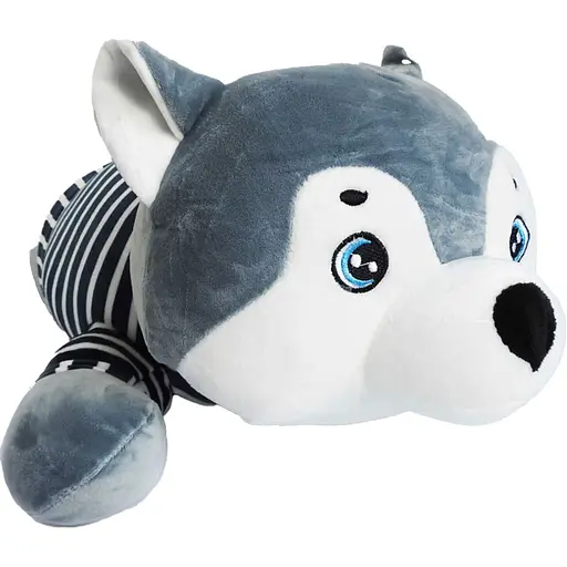 Подушка-іграшка 3в1 Хаскі матрос з пледом 110*150см, сірий ТМ COLORFUL HOME 520-3G - фото 2