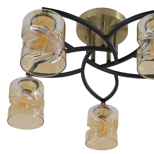 Люстра стельова Brille класична в зал E27 60W AB+BK (LK-664C/5) - фото 2