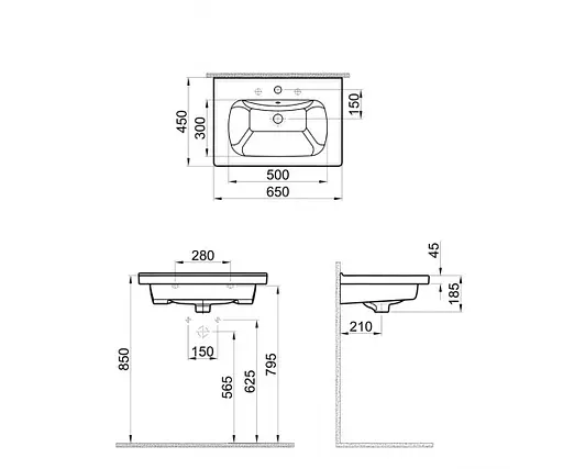 Умивальник Sanwerk Idea 2.0 65x45 (UV0000160), Білий - фото 2