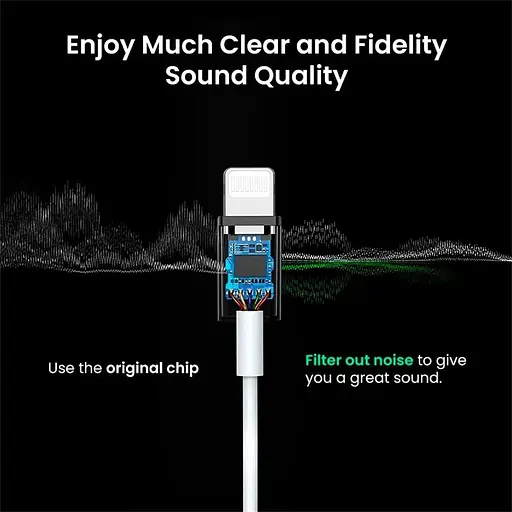 Перехідник Ugreen Lightning 3.5 mm 10cm Headphone Jack Adapter Model US212 Білий - фото 3