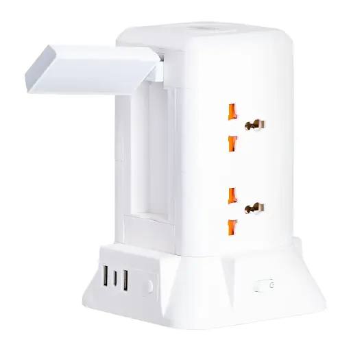 Сетевой фильтр-удлинитель Yiwu HP-5-1 TOWER B22 2.8 м 6 розеток 3USB + 1PD белый  - фото 3