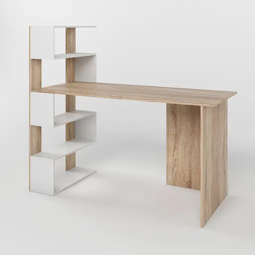 Cтіл комп'ютерний з полицями М-ЗОН Джеко 1416L лівий Сонома/Німфея Альба (MZN-031026) - фото 2